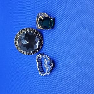 BE BE-JEWELED 3 FAUX GEM RINGS
